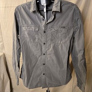 Eddie Bauer Classic Fit Long Sleeve Button Down Shirt Mens L Gray